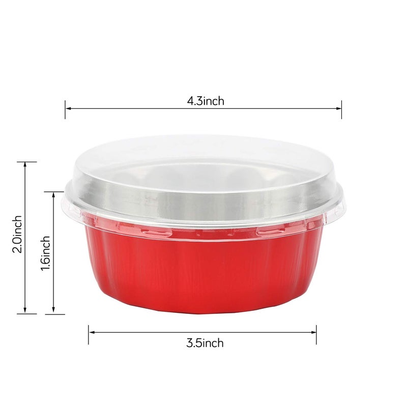 Beasea 8 oz Disposable Ramekins with Lids, 50 Pack Aluminum Foil Cups for Party Wedding Birthday - Red - Image 2